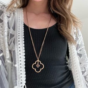 Faux Geo-Stone Long Pendant Necklace